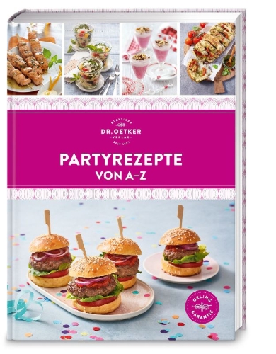 Buchcover und Innenansicht für das Buch: Partyrezepte von A-Z