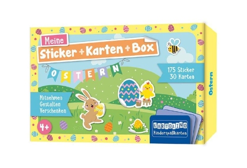 Buchcover und Innenansicht für das Buch: Meine Sticker + Karten + Box - Ostern