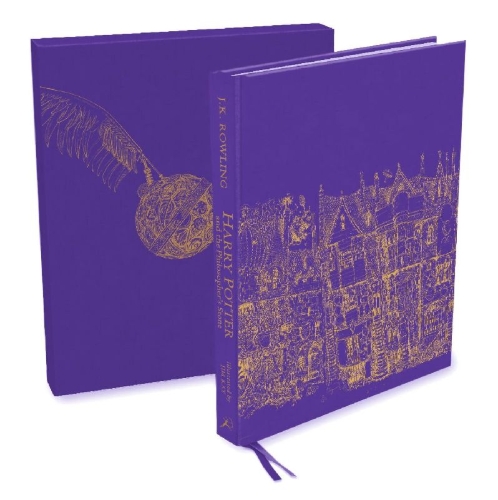 Buchcover und Innenansicht für das Buch: Harry Potter and the Philosopher's Stone. Deluxe Illustrated Slipcase Edition