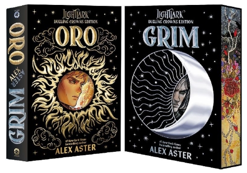 Buchcover und Innenansicht für das Buch: Grim and Oro: Dueling Crowns Edition (A Lightlark Saga Deluxe Companion Book)