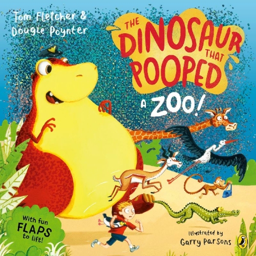 Buchcover und Innenansicht für das Buch: The Dinosaur that Pooped a Zoo!