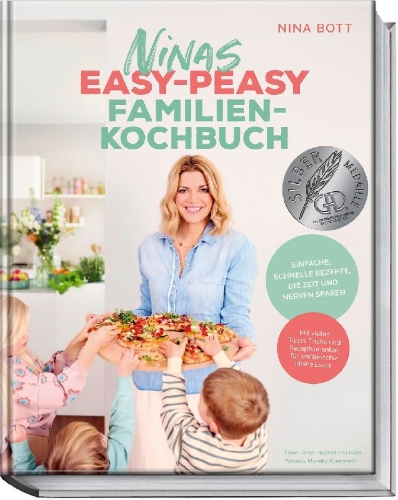 Buchcover und Innenansicht für das Buch: Ninas easy-peasy Familienkochbuch