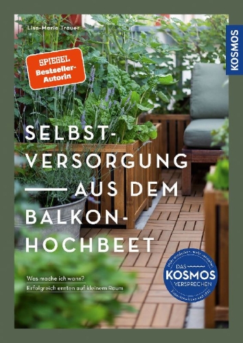 Buchcover und Innenansicht für das Buch: Selbstversorgung aus dem Balkon-Hochbeet