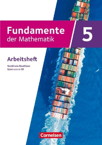 Buchcover und Innenansicht für das Buch: Fundamente der Mathematik 5. Schuljahr - Nordrhein-Westfalen - Gymnasium G9 - Arbeitsheft mit Lösungen