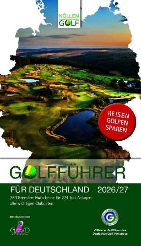 Buchcover und Innenansicht für das Buch: Golfführer für Deutschland 2026/27