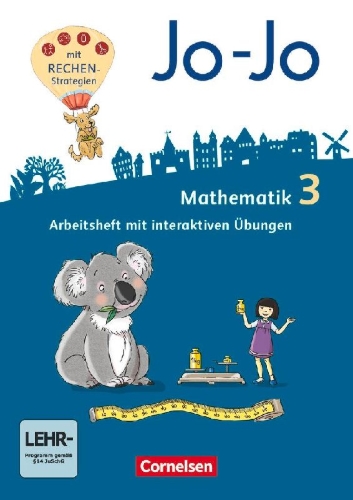 Buchcover und Innenansicht für das Buch: Jo-Jo Mathematik 3. Schuljahr - Allgemeine Ausgabe - Arbeitsheft mit interaktiven Übungen auf scook.de und CD-ROM