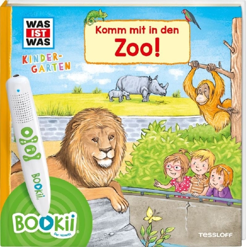 Buchcover und Innenansicht für das Buch: BOOKii® WAS IST WAS Kindergarten Komm mit in den Zoo