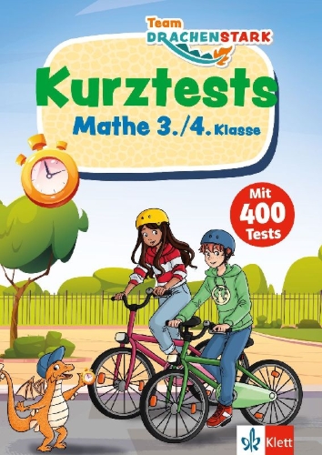 Buchcover und Innenansicht für das Buch: Team Drachenstark: Kurztests Mathematik 3./4. Klasse