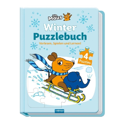 Buchcover und Innenansicht für das Buch: Trötsch Die Maus Winter-Puzzlebuch Puzzlebuch