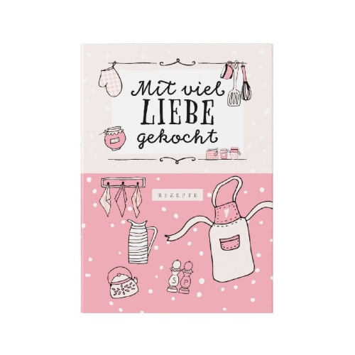 Buchcover und Innenansicht für das Buch: Rezeptbuch zum Selberschreiben in rosa