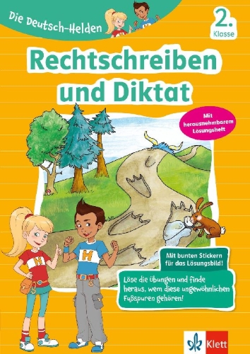 Buchcover und Innenansicht für das Buch: Die Deutsch-Helden Rechtschreiben und Diktat 2. Klasse