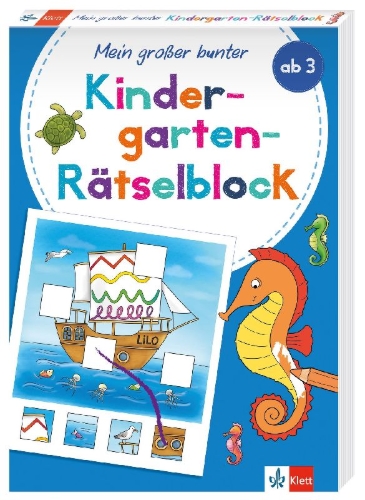 Buchcover und Innenansicht für das Buch: Klett Mein großer bunter Kindergarten-Rätselblock
