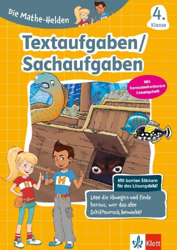 Buchcover und Innenansicht für das Buch: Die Mathe-Helden. Textaufgaben/Sachaufgaben 4. Klasse