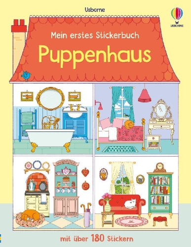 Buchcover und Innenansicht für das Buch: Mein erstes Stickerbuch: Puppenhaus
