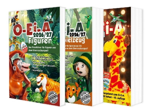 Buchcover und Innenansicht für das Buch: Das O-Ei-A 3er Bundle 2026/27 - O-Ei-A Figuren, O-Ei-A Spielzeug und O-Ei-A Spezial im 3er-Pack mit rund 7,00 EUR Preisvorteil gegenüber Einzelkauf!