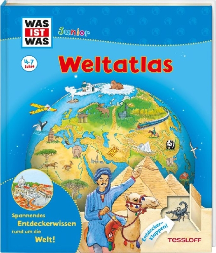 Buchcover und Innenansicht für das Buch: WAS IST WAS Junior Weltatlas für Kinder