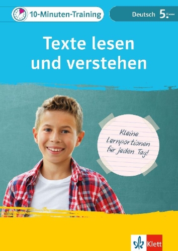 Buchcover und Innenansicht für das Buch: Klett 10-Minuten-Training Deutsch Texte lesen und verstehen 5. Klasse