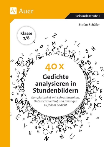 Buchcover und Innenansicht für das Buch: 40 x Gedichte analysieren in Stundenbildern 7-8