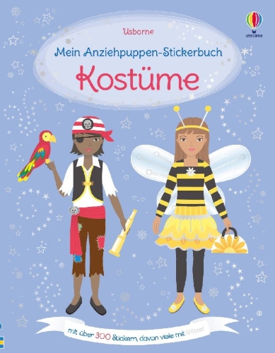Buchcover und Innenansicht für das Buch: Mein Anziehpuppen-Stickerbuch: Kostüme