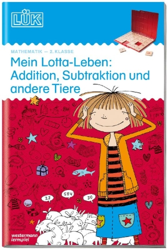 Buchcover und Innenansicht für das Buch: LÜK. Mein Lotta-Leben: Addition, Subtraktion und andere Tiere