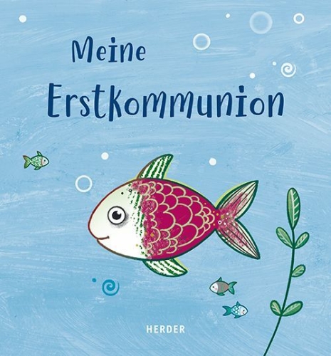 Buchcover und Innenansicht für das Buch: Meine Erstkommunion Erinnerungsalbum Fisch