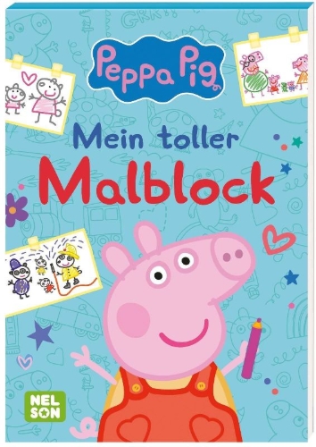 Buchcover und Innenansicht für das Buch: Peppa Wutz Ausmalbilder: Mein toller Malblock
