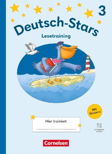 Buchcover und Innenansicht für das Buch: Deutsch-Stars 3. Schuljahr - Lesetraining Ausgabe 2025 - Übungsheft