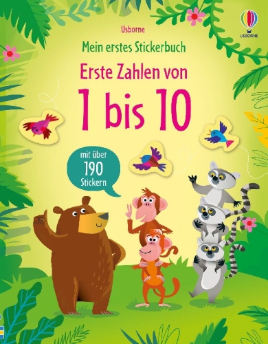 Buchcover und Innenansicht für das Buch: Mein erstes Stickerbuch: Erste Zahlen von 1 bis 10