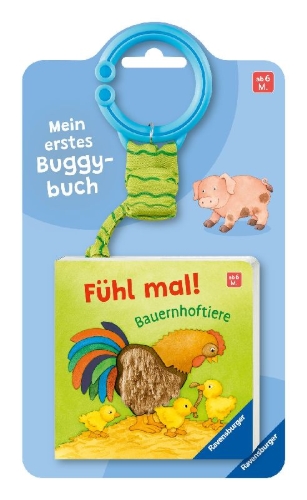Buchcover und Innenansicht für das Buch: Mein erstes Buggybuch: Fühl mal! Bauernhoftiere
