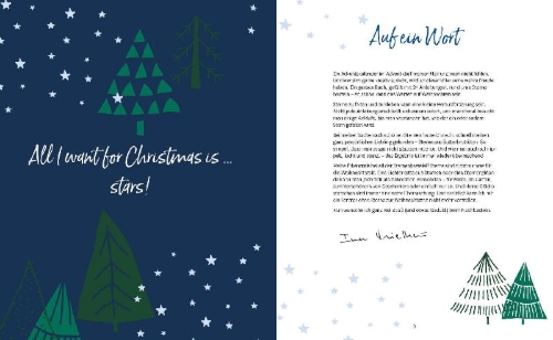 Buchcover und Innenansicht für das Buch: Adventskalender Weihnachtssterne