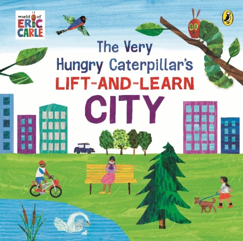 Buchcover und Innenansicht für das Buch: The Very Hungry Caterpillar's Lift-and-Learn: City