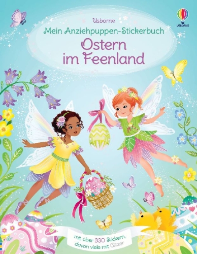 Buchcover und Innenansicht für das Buch: Mein Anziehpuppen-Stickerbuch: Ostern im Feenland