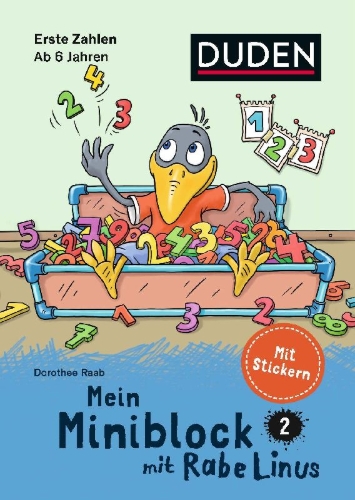 Buchcover und Innenansicht für das Buch: Mein Miniblock mit Rabe Linus - Erste Zahlen