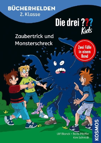 Buchcover und Innenansicht für das Buch: Die drei ??? Kids, Bücherhelden 2. Klasse, Doppelband 1, Zaubertrick und Monsterschreck