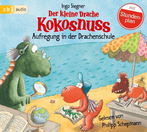 Buchcover und Innenansicht für das Buch: Der kleine Drache Kokosnuss - Aufregung in der Drachenschule