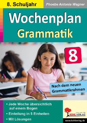 Buchcover und Innenansicht für das Buch: Wochenplan Grammatik / Klasse 8