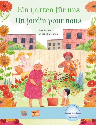Buchcover und Innenansicht für das Buch: Ein Garten für uns. Deutsch-Französisch