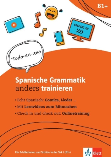 Buchcover und Innenansicht für das Buch: Spanische Grammatik anders trainieren