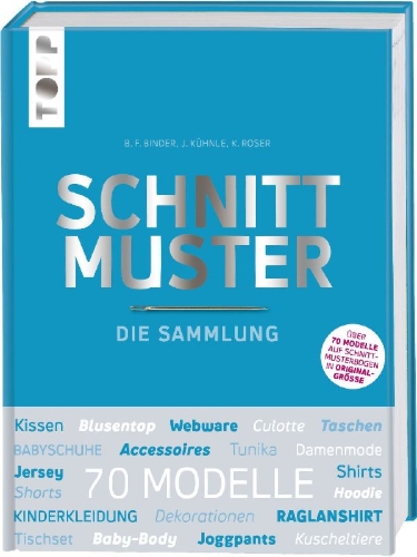 Buchcover und Innenansicht für das Buch: Schnittmuster. Die Sammlung. Mit 8 Schnittmusterbogen in praktischer Tasche.