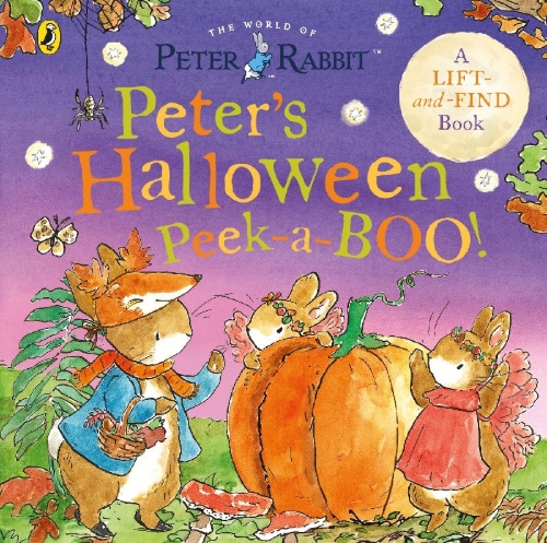 Buchcover und Innenansicht für das Buch: Peter Rabbit: Peter's Halloween Peek-a-BOO!