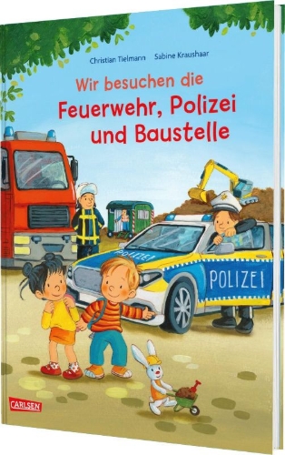 Buchcover und Innenansicht für das Buch: Max-Bilderbücher: Wir besuchen die Feuerwehr, Polizei und Baustelle
