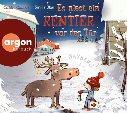 Buchcover und Innenansicht für das Buch: Es niest ein Rentier vor der Tür