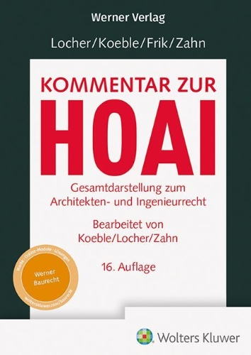 Buchcover und Innenansicht für das Buch: Kommentar zur HOAI