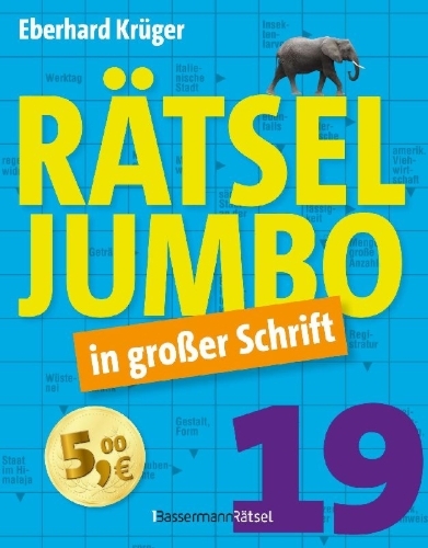 Buchcover und Innenansicht für das Buch: Rätseljumbo in großer Schrift 19