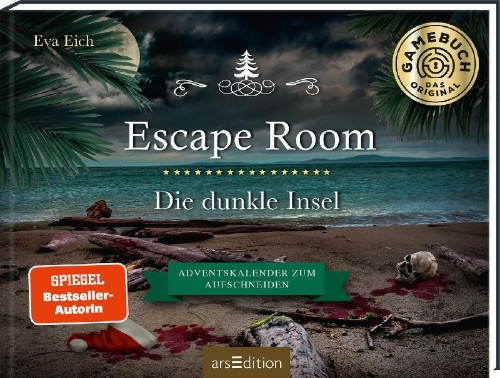 Buchcover und Innenansicht für das Buch: Escape Room. Die dunkle Insel