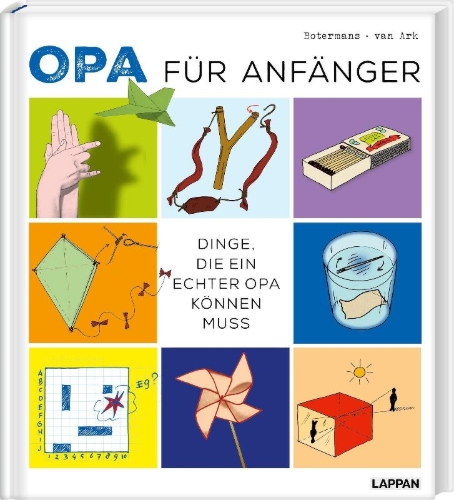 Buchcover und Innenansicht für das Buch: Opa voor beginners. 96 klassiekers die elke opa moet kunnen