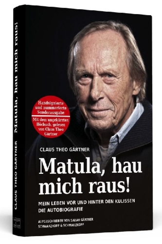 Buchcover und Innenansicht für das Buch: Matula, hau mich raus! Handsigniert mit Hörbuch, nummerierte und limitierte Sonderausgabe