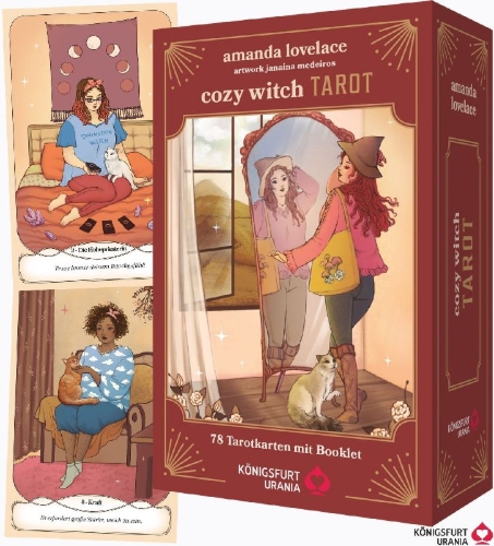 Buchcover und Innenansicht für das Buch: Cozy Witch Tarot - DAS Tarot für alle jungen Hexen!