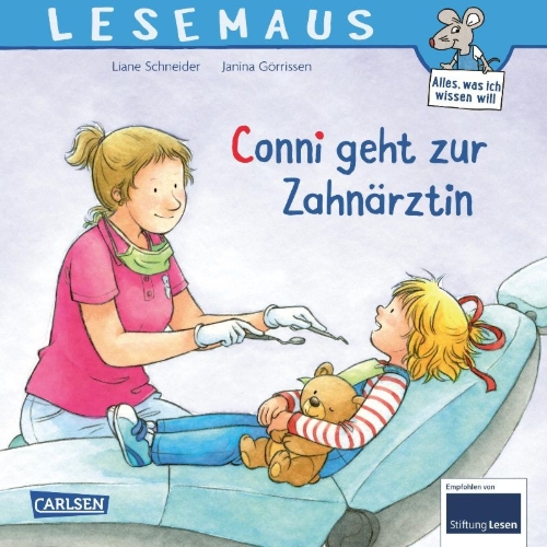 Buchcover und Innenansicht für das Buch: LESEMAUS 56: Conni geht zur Zahnärztin (Neuausgabe)