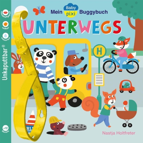 Buchcover und Innenansicht für das Buch: Baby Pixi (unkaputtbar) 107: Mein Baby-Pixi-Buggybuch: Unterwegs